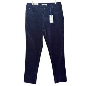 Croft & Barrow Womens 14L Straight Leg Corduroy Pants Navy Stretch Mid-Rise NWT